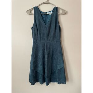 She + Sky Small Green Blue Velvet Tank Top Zip Mini Dress Holiday